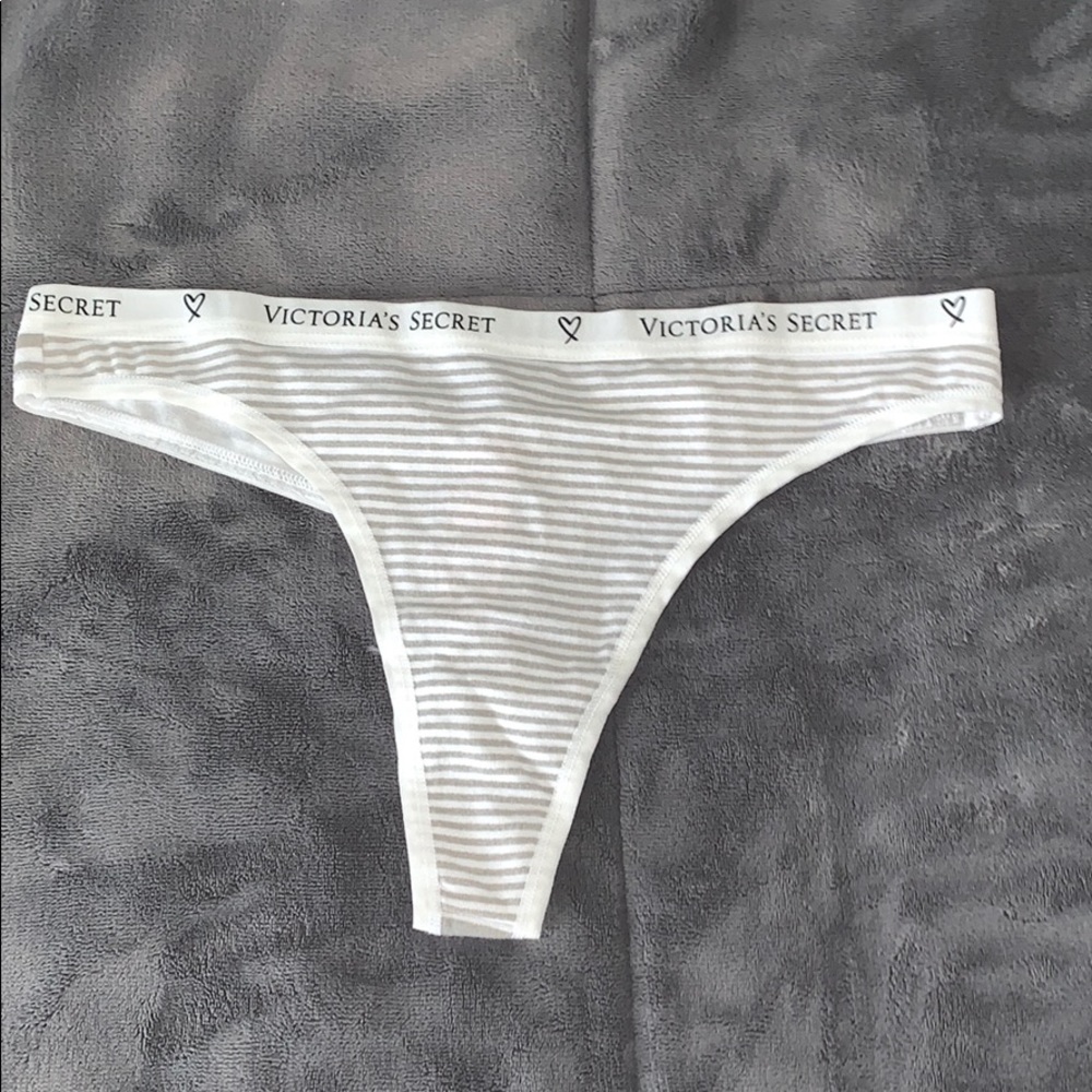 VS Grey Striped Thong